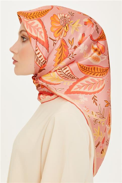 Armine Çiçek Desenli Sura Saf İpek Eşarp 9227D 53 05