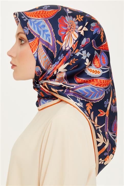 Armine Çiçek Desenli Sura Saf İpek Eşarp 9227D 53 31