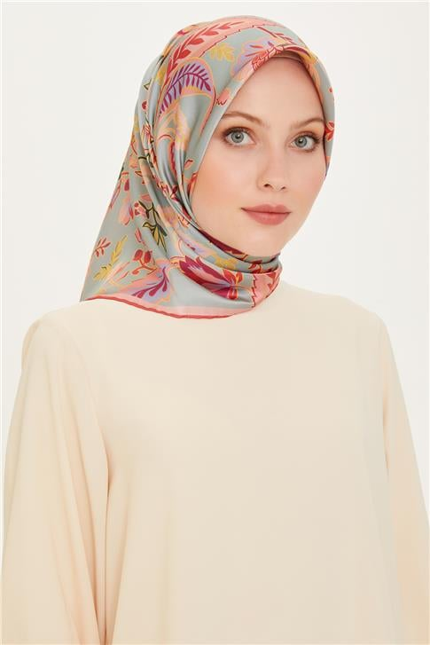 Armine Çiçek Desenli Sura Saf İpek Eşarp 9227D 53 81
