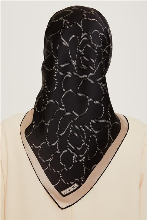 Armine Çiçek Desenli Sura Saf İpek Eşarp 9222D 81