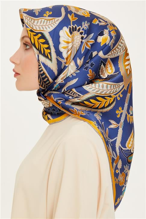 Armine Çiçek Desenli Sura Saf İpek Eşarp 9227D 53 83