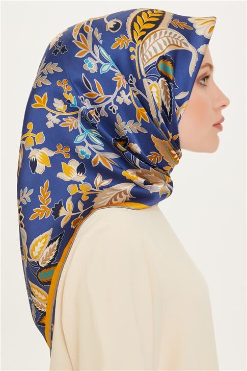 Armine Çiçek Desenli Sura Saf İpek Eşarp 9227D 53 83