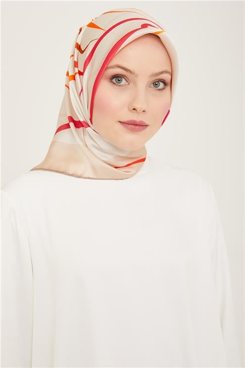 Armine Çiçek Desenli Twill İpek Eşarp 24Ya9115 31 02