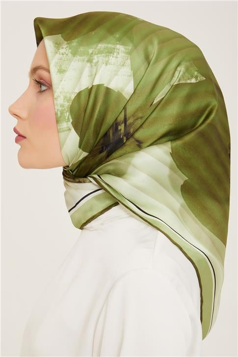 Armine Çiçek Desenli Twill İpek Eşarp 24Ya9100 87 05