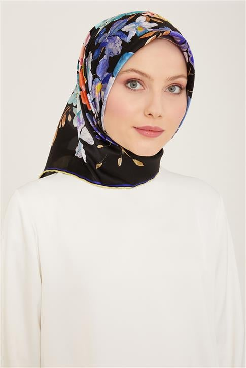 Armine Çiçek Desenli Twill İpek Eşarp 24Ya9127 51 55