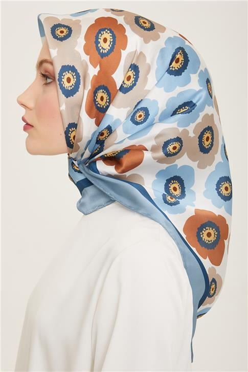 Armine Çiçek Desenli Twill İpek Eşarp 24Ya9106 54 37