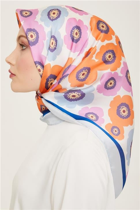 Armine Çiçek Desenli Twill İpek Eşarp 24Ya9106 54 39