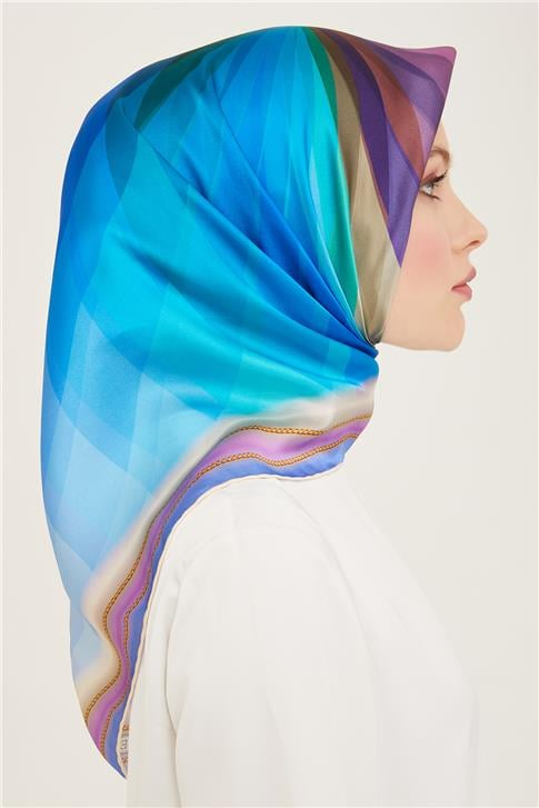 Armine Çiçek Desenli Twill İpek Eşarp 24Ya9112 34 27