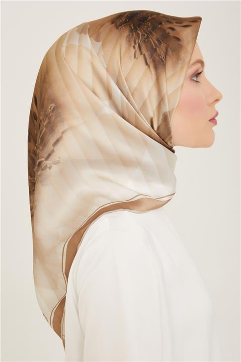 Armine Çiçek Desenli Twill İpek Eşarp 24Ya9100 87 10