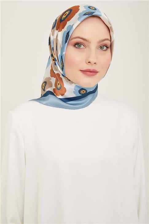 Armine Çiçek Desenli Twill İpek Eşarp 24Ya9106 54 37
