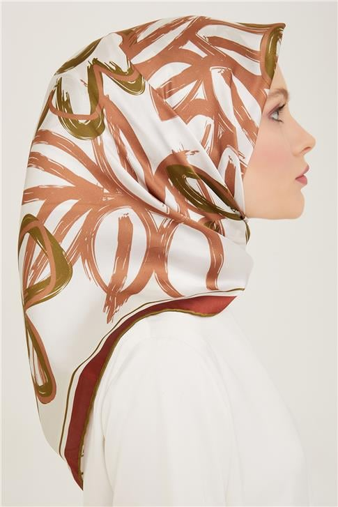 Armine Çiçek Desenli Twill İpek Eşarp 24Ya9123 5 53