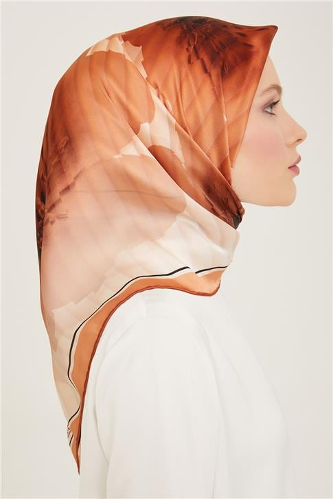 Armine Çiçek Desenli Twill İpek Eşarp 24Ya9100 87 01