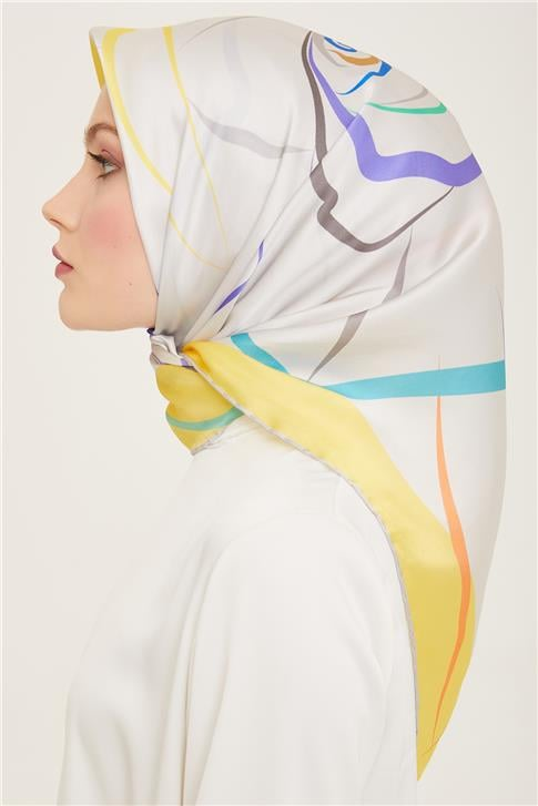 Armine Çiçek Desenli Twill İpek Eşarp 24Ya9115 31 84
