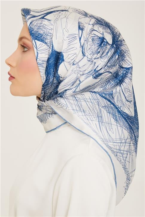 Armine Çiçek Desenli Twill İpek Eşarp 24Ya9121 1 85
