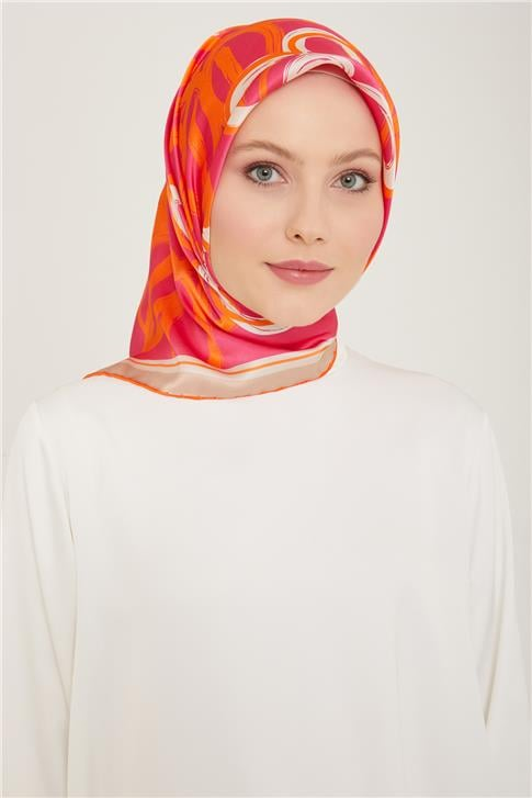 Armine Çiçek Desenli Twill İpek Eşarp 24Ya9123 5 85