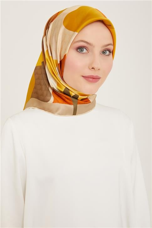 Armine Çiçek Desenli Twill İpek Eşarp 24Ya9119 14 07