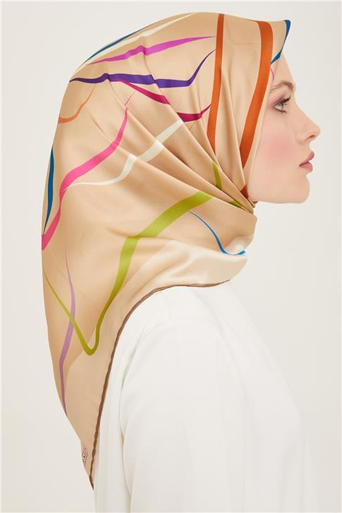 Armine Çiçek Desenli Twill İpek Eşarp 24Ya9115 31 36