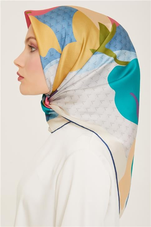 Armine Çiçek Desenli Twill İpek Eşarp 24Ya9119 14 04