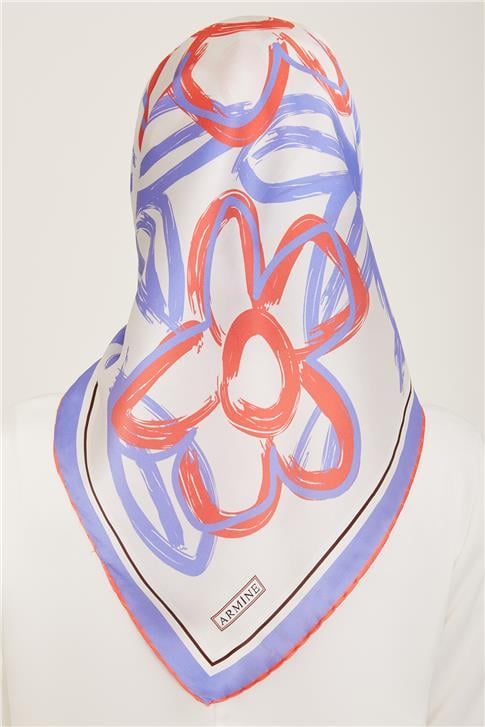 Armine Çiçek Desenli Twill İpek Eşarp 24Ya9123 5 33