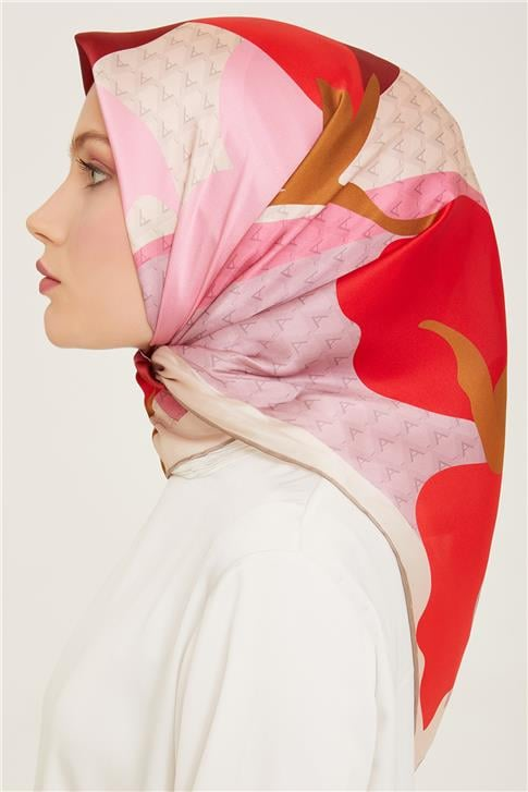 Armine Çiçek Desenli Twill İpek Eşarp 24Ya9119 14 05