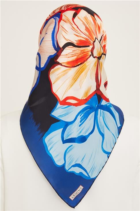 Armine Çiçek Desenli Twill İpek Eşarp 24Ya9110 5 38