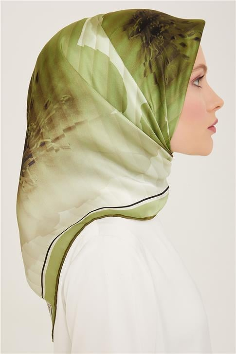 Armine Çiçek Desenli Twill İpek Eşarp 24Ya9100 87 05