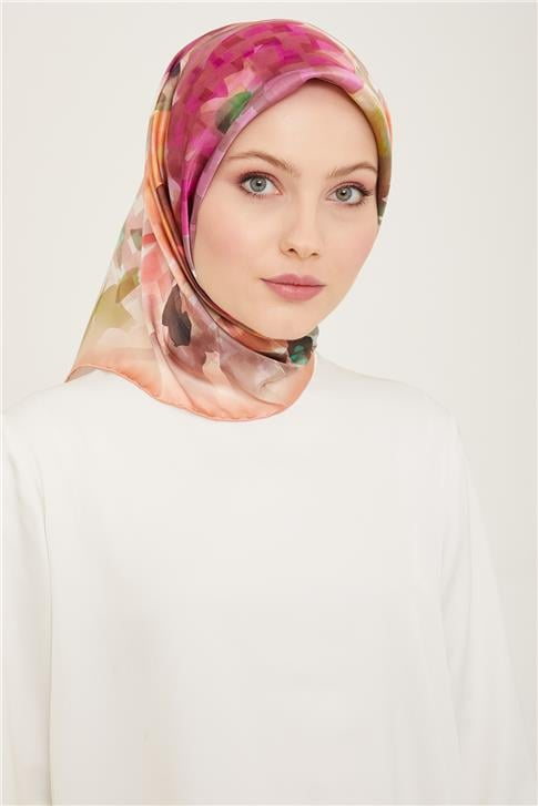 Armine Çiçek Desenli Twill İpek Eşarp 24Ya9103 81 34