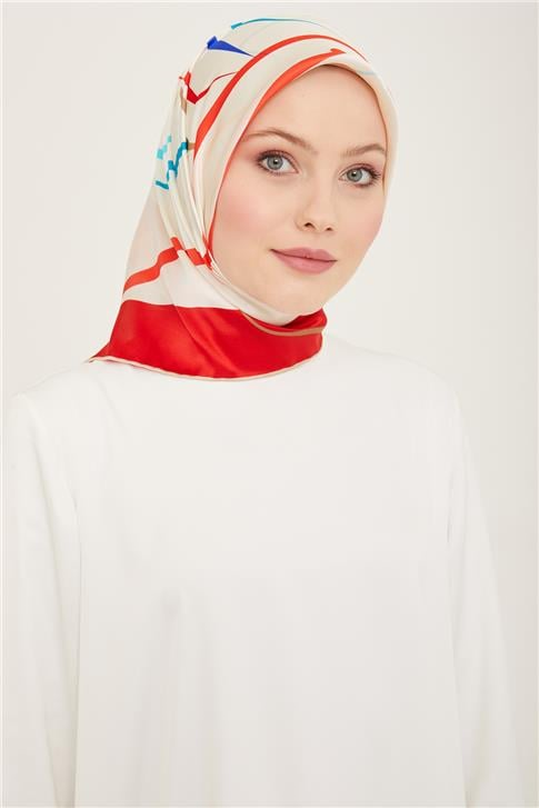 Armine Çiçek Desenli Twill İpek Eşarp 24Ya9115 31 32