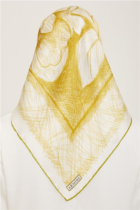 Armine Çiçek Desenli Twill İpek Eşarp 24Ya9121 1 31