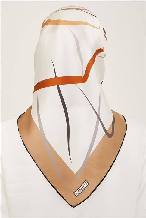 Armine Çiçek Desenli Twill İpek Eşarp 24Ya9115 31 82