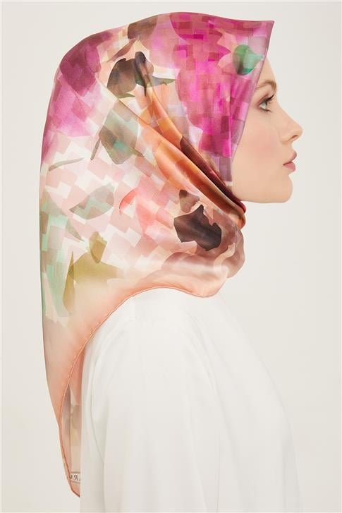 Armine Çiçek Desenli Twill İpek Eşarp 24Ya9103 81 34
