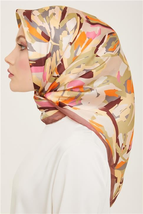 Armine Çiçek Desenli Twill İpek Eşarp 24Ya9140 51 80