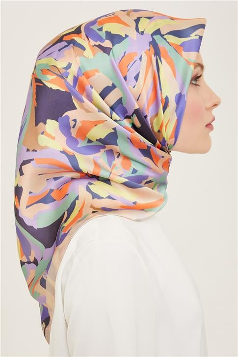Armine Çiçek Desenli Twill İpek Eşarp 24Ya9140 51 81