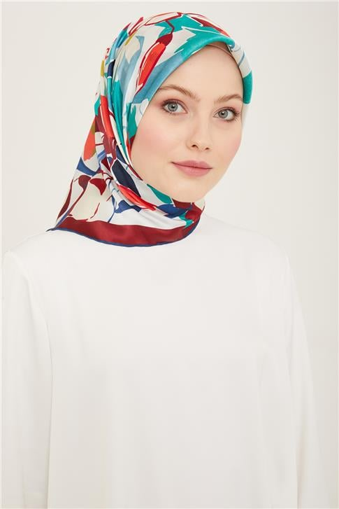 Armine Çiçek Desenli Twill İpek Eşarp 24Ya9153 52 60