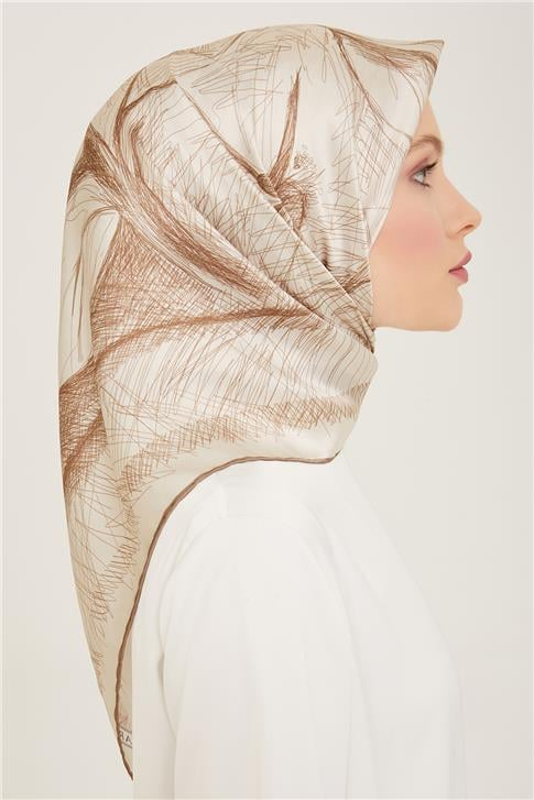 Armine Çiçek Desenli Twill İpek Eşarp 24Ya9121 1 33