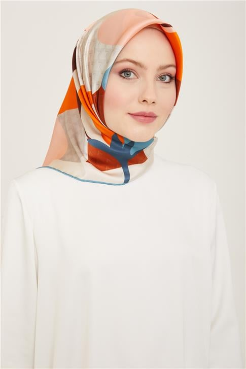 Armine Çiçek Desenli Twill İpek Eşarp 24Ya9119 14 02