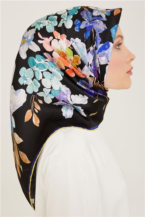 Armine Çiçek Desenli Twill İpek Eşarp 24Ya9127 51 55