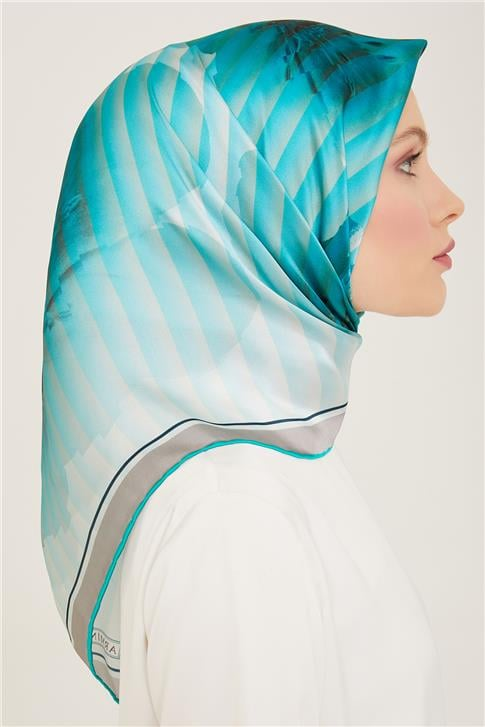 Armine Çiçek Desenli Twill İpek Eşarp 24Ya9100 87 34