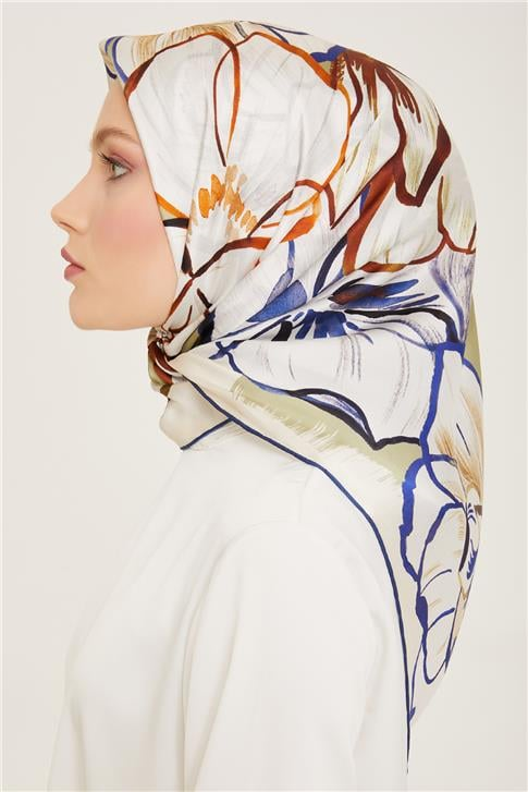Armine Çiçek Desenli Twill İpek Eşarp 24Ya9110 5 83