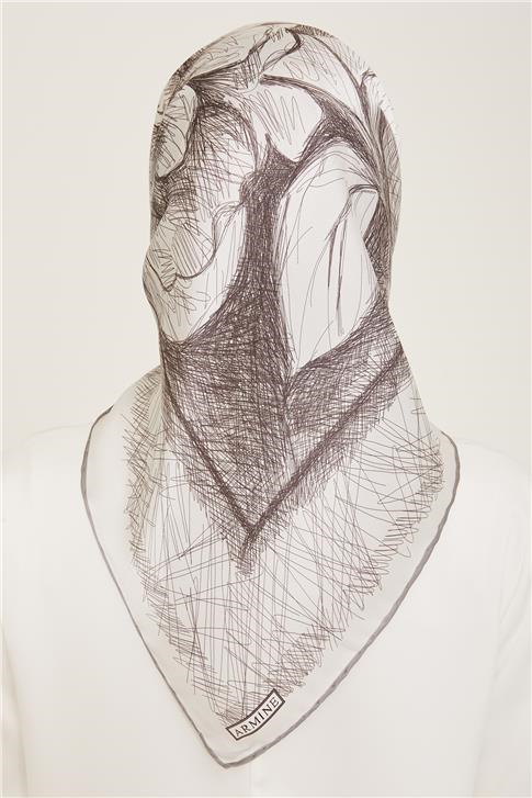 Armine Çiçek Desenli Twill İpek Eşarp 24Ya9121 1 32