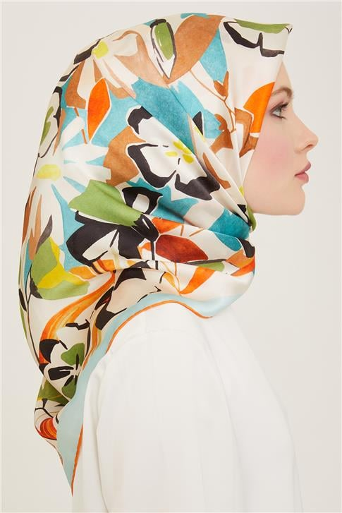 Armine Çiçek Desenli Twill İpek Eşarp 24Ya9153 52 80