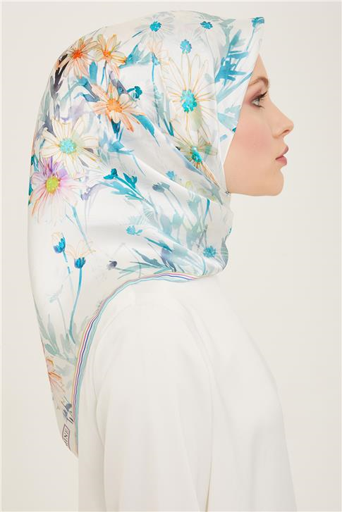 Armine Çiçek Desenli Twill İpek Eşarp 24Ya9129 36