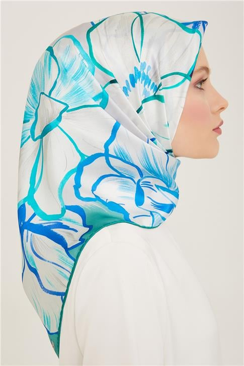 Armine Çiçek Desenli Twill İpek Eşarp 24Ya9110 5 53