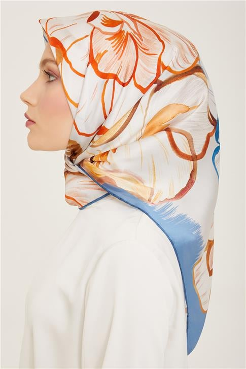 Armine Çiçek Desenli Twill İpek Eşarp 24Ya9110 5 05