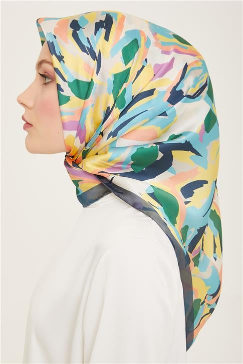 Armine Çiçek Desenli Twill İpek Eşarp 24Ya9140 51 84