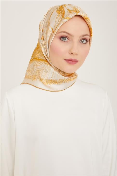 Armine Çiçek Desenli Twill İpek Eşarp 24Ya9121 1 01