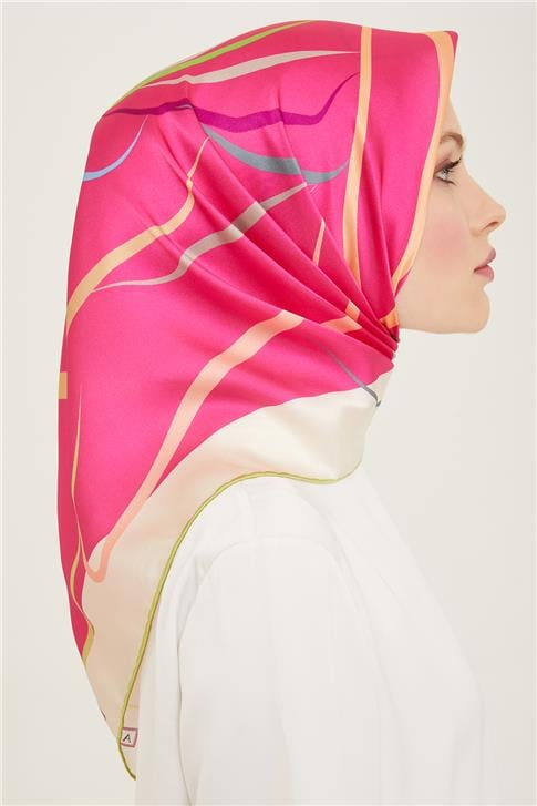 Armine Çiçek Desenli Twill İpek Eşarp 24Ya9115 31 80