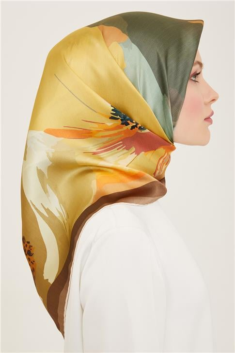 Armine Çiçek Desenli Twill İpek Eşarp 24Ya9145 2 33