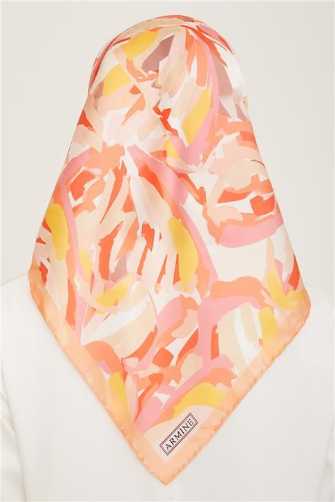 Armine Çiçek Desenli Twill İpek Eşarp 24Ya9140 51 50