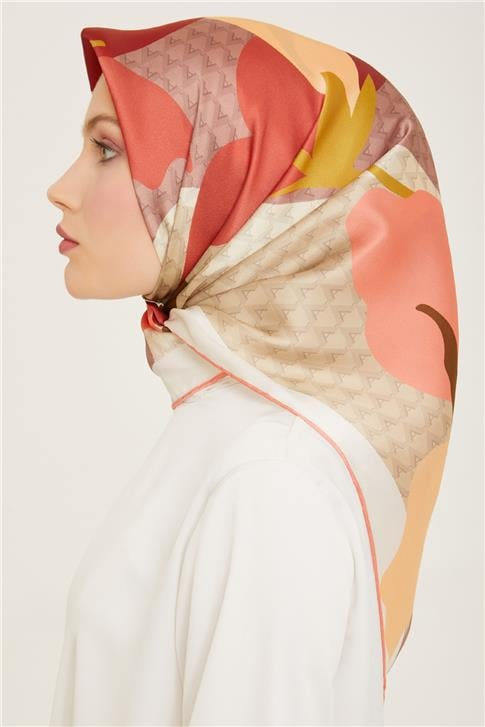 Armine Çiçek Desenli Twill İpek Eşarp 24Ya9119 14 33